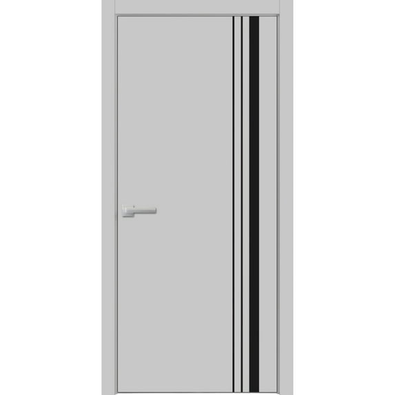 Modern Wood Interior Pre-Hung Door with Hardware | Planum 0011 Matte Grey | Single Panel Frame Trims | Bathroom Bedroom Sturdy Doors-32" x 84"