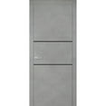thumbnail image 1 of Modern Wood Interior Pre-Hung Door with Hardware | Planum 0014 Concrete | Single Panel Frame Trims | Bathroom Bedroom Sturdy Doors-32" x 80", 1 of 6