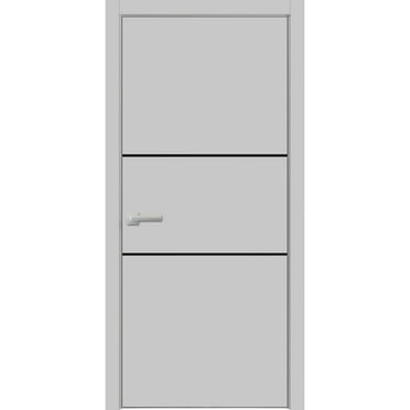 Modern Wood Interior Pre-Hung Door with Hardware | Planum 0014 Matte Grey | Single Panel Frame Trims | Bathroom Bedroom Sturdy Doors-18" x 84"