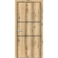 thumbnail image 1 of Modern Wood Interior Pre-Hung Door with Hardware | Planum 0014 Oak | Single Panel Frame Trims | Bathroom Bedroom Sturdy Doors-32" x 84", 1 of 7