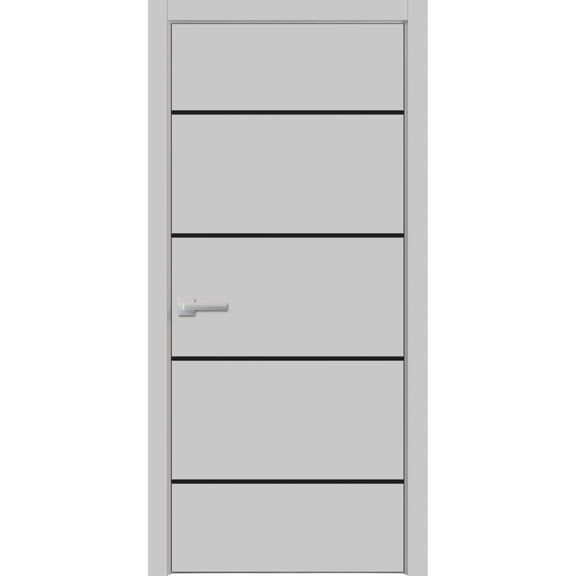 Modern Wood Interior Pre-Hung Door with Hardware Planum 0015 Matte Grey Single Panel Frame Trims Bathroom Bedroom Sturdy Doors 28" x 80"