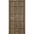 thumbnail image 1 of Modern Wood Interior Pre-Hung Door with Hardware | Planum 0015 Walnut | Single Panel Frame Trims | Bathroom Bedroom Sturdy Doors-28" x 80", 1 of 6