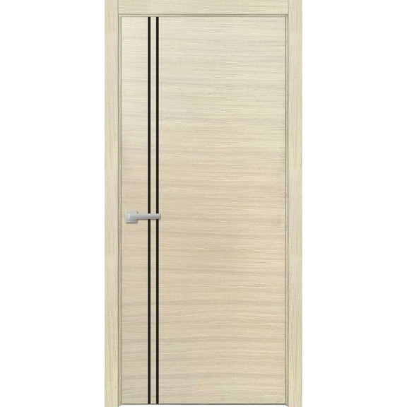 Modern Wood Interior Pre-Hung Door with Hardware | Planum 0016 Natural Veneer | Single Panel Frame Trims | Bathroom Bedroom Sturdy Doors-24" x 96"