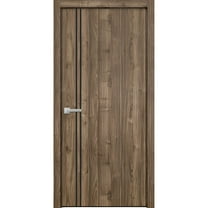 Modern Wood Interior Pre-Hung Door with Hardware | Planum 0016 Walnut | Single Panel Frame Trims | Bathroom Bedroom Sturdy Doors-18" x 84"
