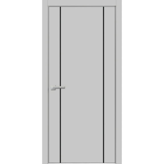 Modern Wood Interior Pre-Hung Door with Hardware | Planum 0017 Matte Grey | Single Panel Frame Trims | Bathroom Bedroom Sturdy Doors-18" x 84"