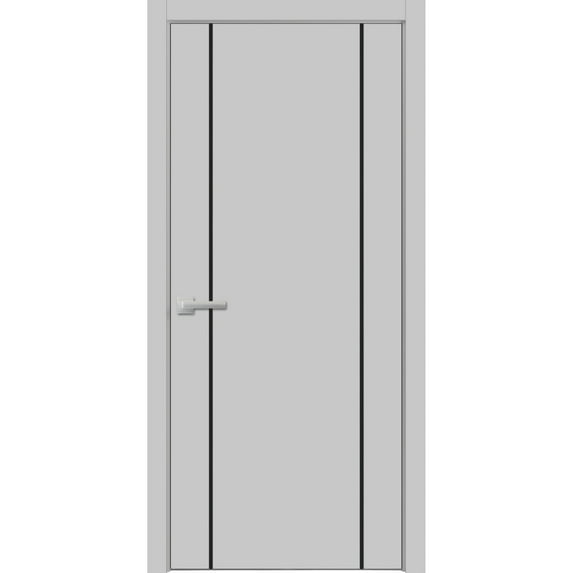 Modern Wood Interior Pre-Hung Door with Hardware | Planum 0017 Matte Grey | Single Panel Frame Trims | Bathroom Bedroom Sturdy Doors-28" x 84"