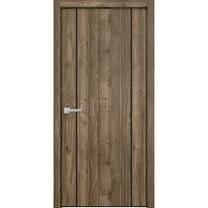 Modern Wood Interior Pre-Hung Door with Hardware | Planum 0017 Walnut | Single Panel Frame Trims | Bathroom Bedroom Sturdy Doors-18" x 84"