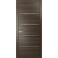 thumbnail image 1 of Modern Wood Interior Pre-Hung Door with Hardware | Planum 0020 Chocolate Ash | Single Panel Frame Trims | Bathroom Bedroom Sturdy Doors-18" x 80", 1 of 6
