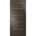 thumbnail image 1 of Modern Wood Interior Pre-Hung Door with Hardware | Planum 0020 Chocolate Ash | Single Panel Frame Trims | Bathroom Bedroom Sturdy Doors-24" x 80", 1 of 6