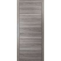 Modern Wood Interior Pre-Hung Door with Hardware | Planum 0020 Ginger Ash | Single Panel Frame Trims | Bathroom Bedroom Sturdy Doors-18" x 84"