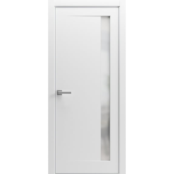 Modern Wood Interior Pre-Hung Door with Hardware | Planum 0660 White Silk | Single Panel Frame Trims | Bathroom Bedroom Sturdy Doors-36" x 80"
