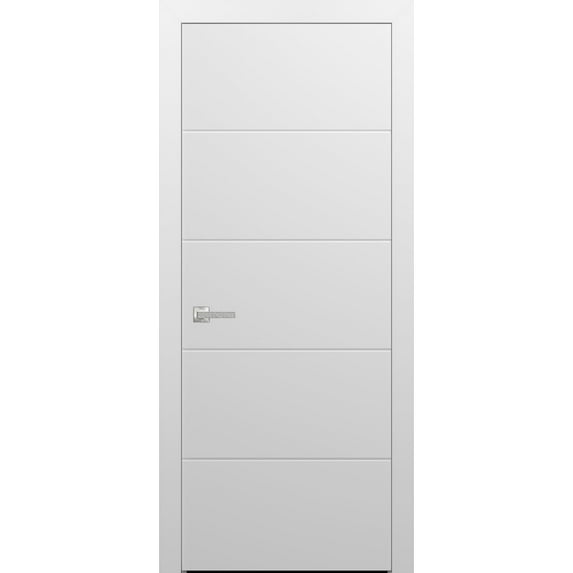 Modern Wood Interior Pre-Hung Door with Hardware | Planum 0770 White Silk | Single Panel Frame Trims | Bathroom Bedroom Sturdy Doors-32" x 84"