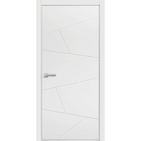 Modern Wood Interior Pre-Hung Door with Hardware | Planum 0990 White Silk | Single Panel Frame Trims | Bathroom Bedroom Sturdy Doors-24" x 84"