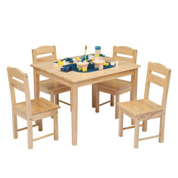 Modern Wood Kids Table and 4 Chairs Set