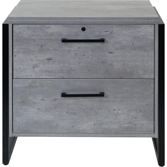 Modern Wood Laminate Lateral File Drawer Locking Fully Assembled Concrete Gray