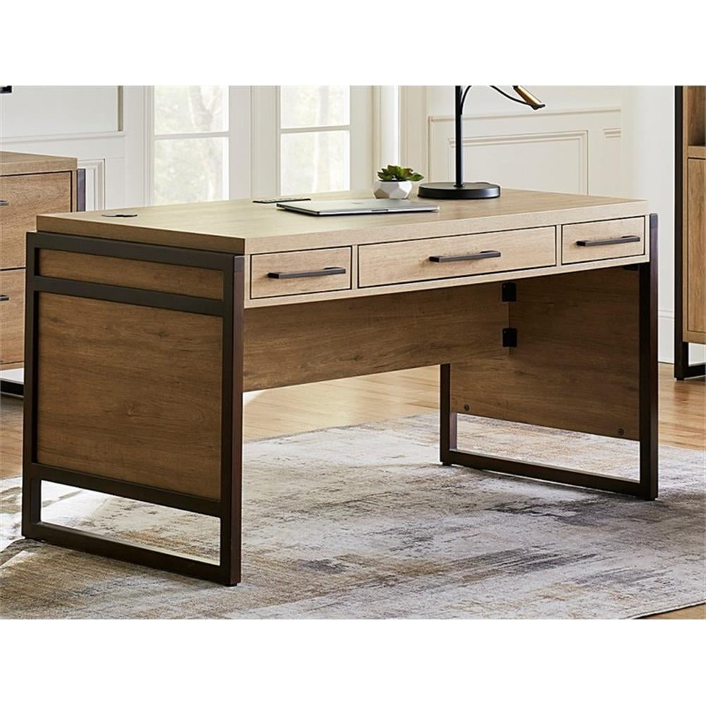 Mason 60" Brown Wood Executive Desk with Power Outlet