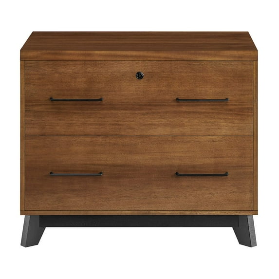 Modern Wood Lateral File Drawer Fully Assembled Rich Medium Brown