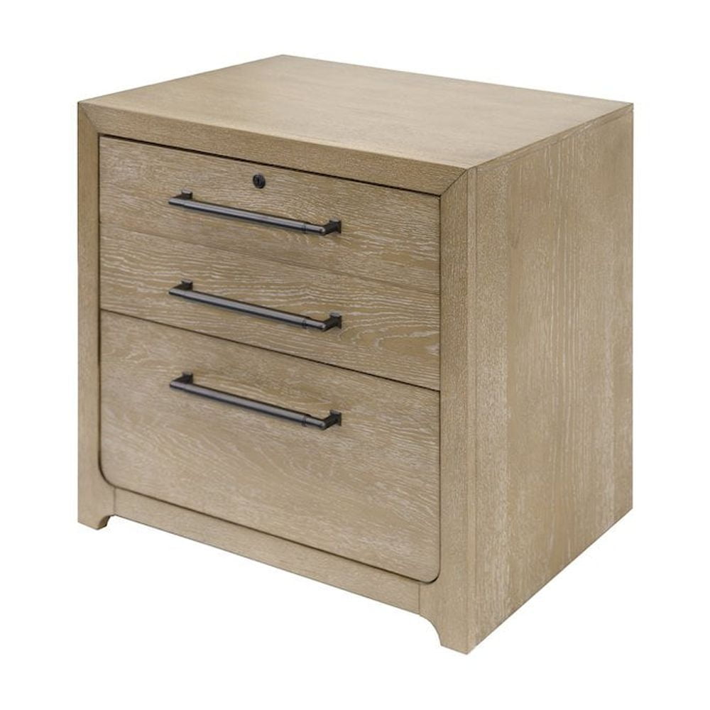 Light Brown Oak Lockable Lateral File Cabinet with Heavy Bar Pulls