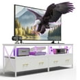 Modern Wood TV Media Console for Living Room, LED TV Stand with Power