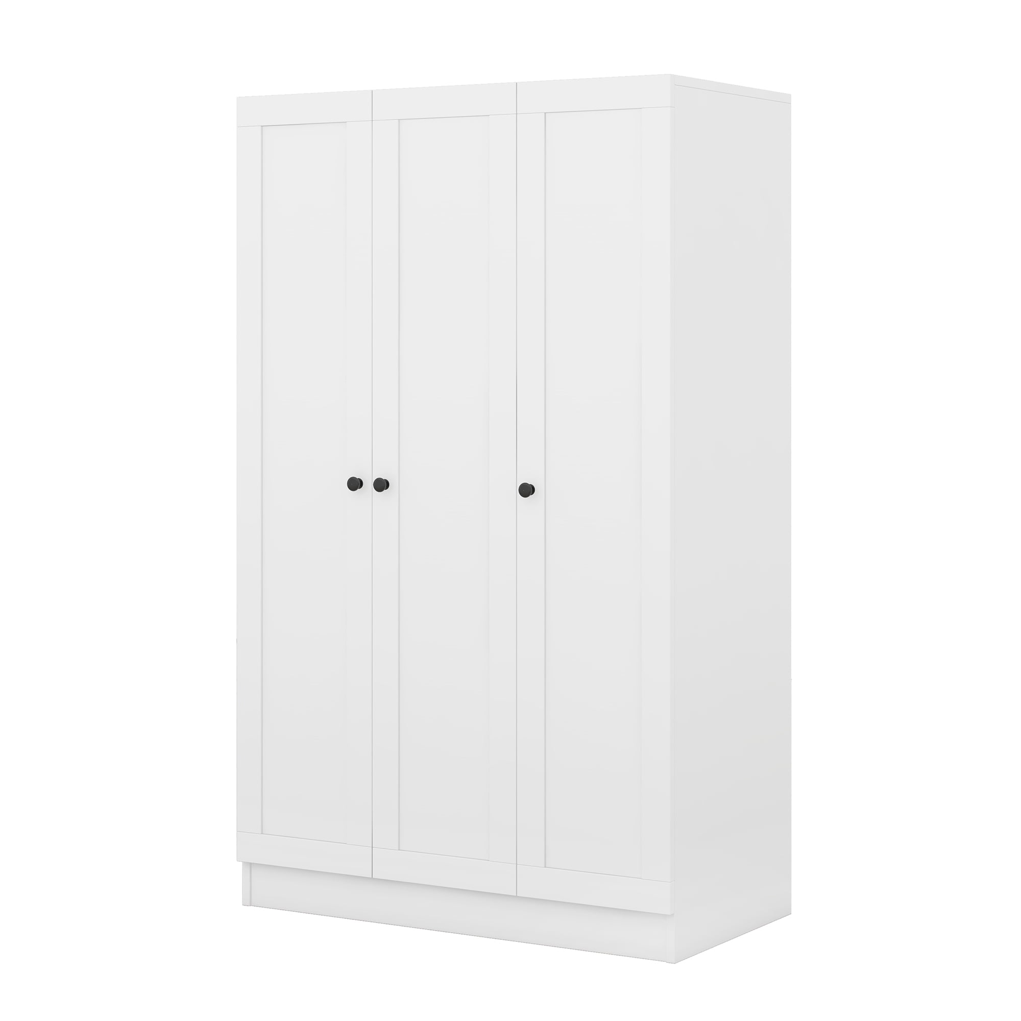 Modern Wood Wardrobe Closet with Doors Shelevs and Hanging Rail, Freestanding Armoires Storage
