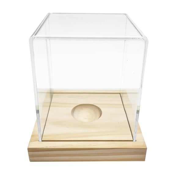 Modern Wooden Base Transparent Acrylic Softball Storage Case Display Holder for Collectibles and Decoration