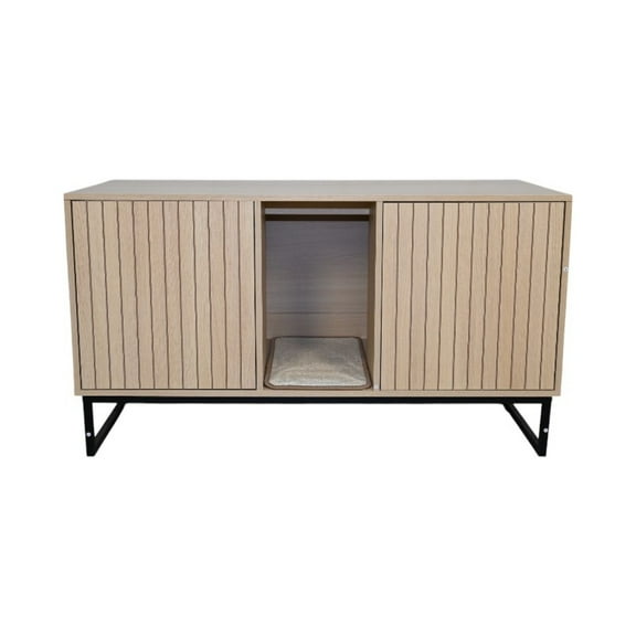 Modern Wooden Cat House with Scratch-Proof Mat – Durable Construction, Space-Saving Design for Living Rooms & Bedrooms, Stylish Pet Furniture for Cat Owners