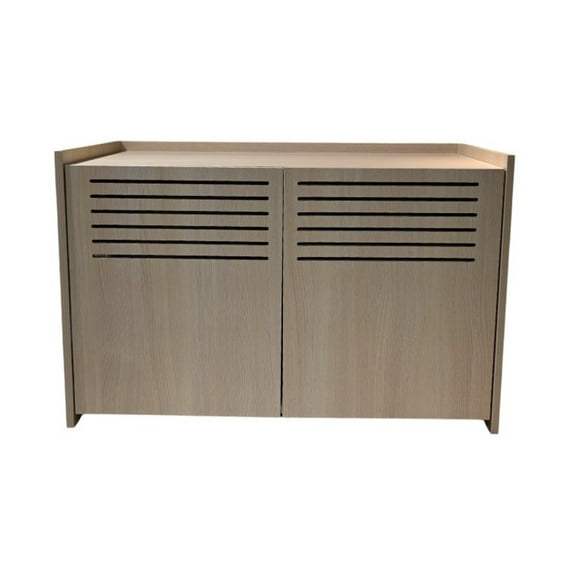 Modern Wooden Cat House with Scratching Pad and Spacious Litter Box Stylish Feline Enclosure for Living Room & Bedroom, Durable Particle Board and MDF Construction, 33.46" x 21.06" x 21", 45.87 l...