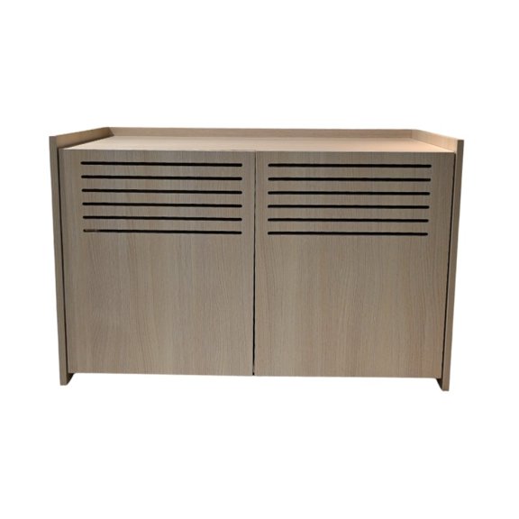 Modern Wooden Cat House w/ Scratching Pad - 33.46" Hidden Litter Box Enclosure