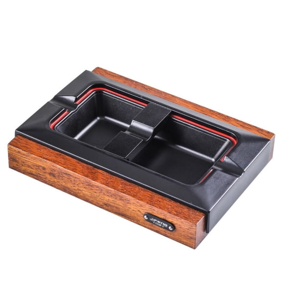 Modern Wooden Decorative Desktop Tray with Adjustable Holder, Metal Tabletop Organizer for Home Office Lounge Desk