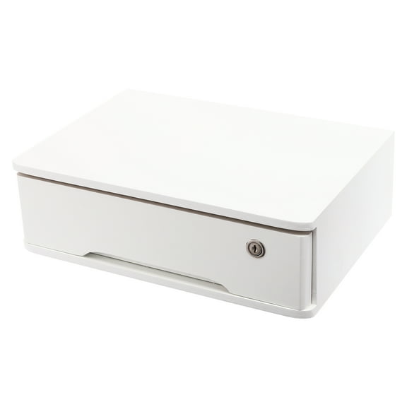 Modern Wooden Desktop Storage Box with Drawer, Lockable Design, Non-Slip Mats, Convenient Office and Home Storage, Premium Wood Construction