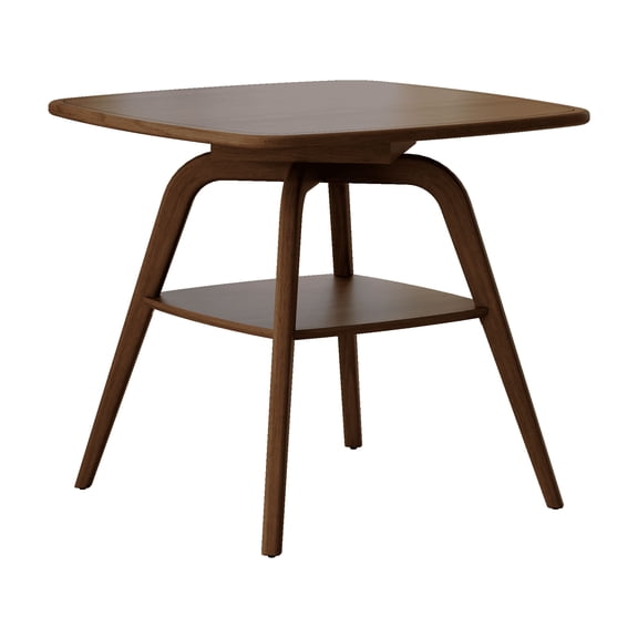 Modern Wooden Dining Table with Storage Shelf, Walnut Finish