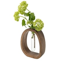 MIGAKU HOME Modern Wooden Glass Test Tube Vase - Desk Plant Decor, Suitable for Home and Office Use