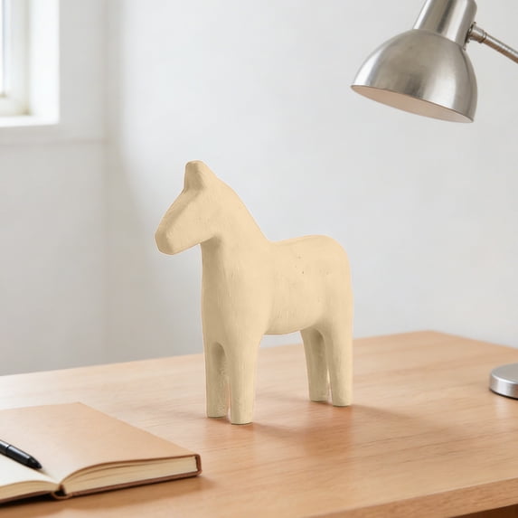 Modern Wooden Horse Figurine Minimalist Home Decor Sculpture for Living Room TV Stand Coffee Table Decoration Kids Room Toy Neutral Decor Gift Idea Natural Wood