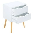 thumbnail image 1 of Open Box Modern Wooden Nightstand End Side Table with 2 Storage Drawers, White, 1 of 7