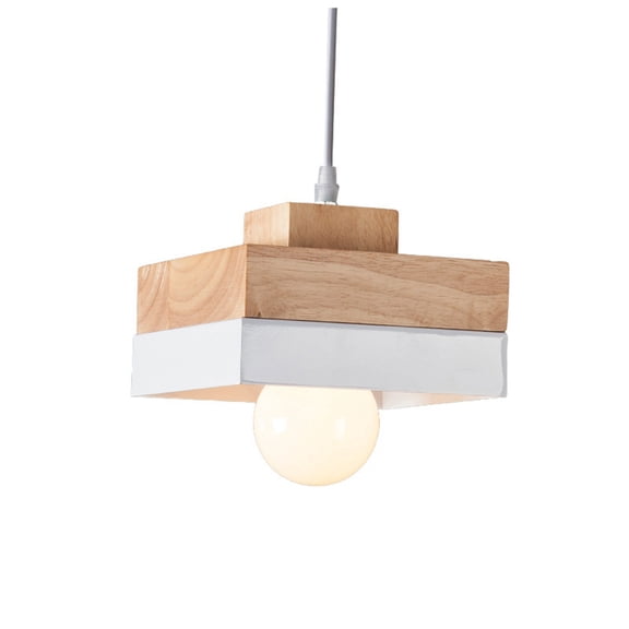 Modern Wooden Pendant Ceiling Light Nordic Round Square Suspension Hanging Fixture for Cafe Bar -1