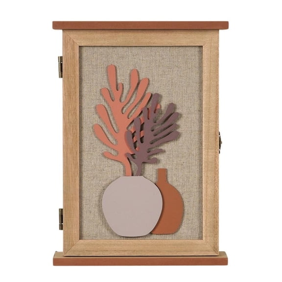 Modern Wooden Wall Mount Key Storage Box with 6 Metal Hook and Secure Locking