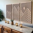 thumbnail image 1 of Modern Wooden Wall Sculptures - Set of 3 - Home Decor Accent - Large Wall Art for Living Room, Bedroom, Office - Easy Installation (Oak, Large - Mountain and Sun), 1 of 7