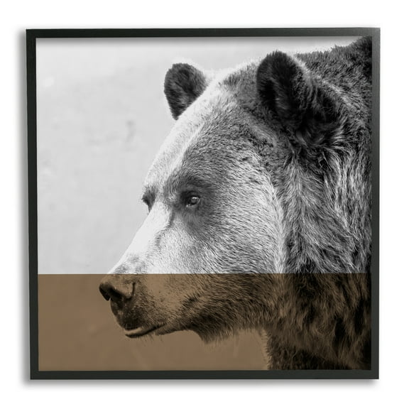 Modern Woodland Bear Portrait Layered Geometrical Shapes Animals & Insects Framed Art Print Wall Art, 17x17