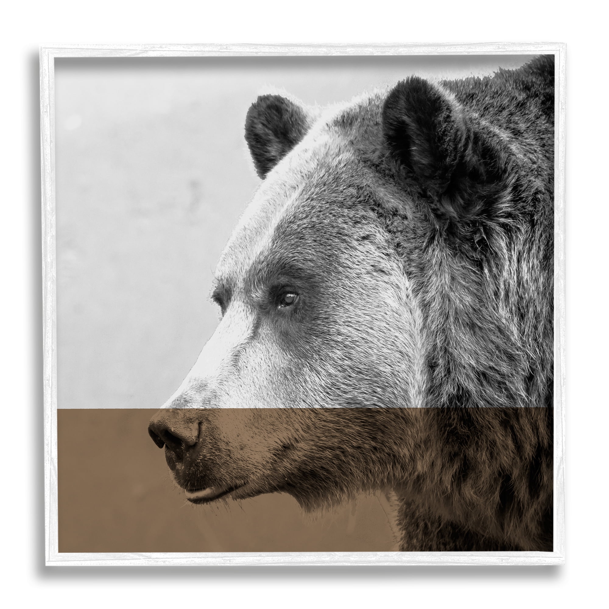 Modern Woodland Bear Portrait Layered Geometrical Shapes Animals & Insects Framed Art Print Wall Art, 17x17