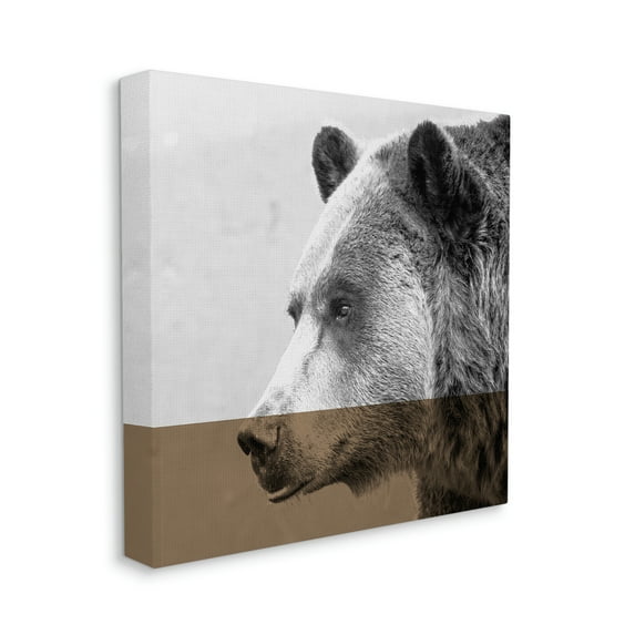 Modern Woodland Bear Portrait Layered Geometrical Shapes Animals & Insects Gallery-Wrapped Canvas Print Wall Art, 17x17