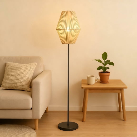 Modern Woven Lampshade Table Lamp Shade Woven Desk Top Shelf Stand Floor Lamp Shade Dome Replacement Lamp Shade Rattan Light Cover Woven Paper Rope Lampshade Lamp Shades