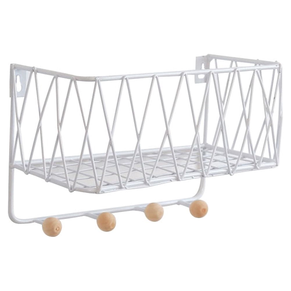 Modern Wrought Iron Grid Storage Rack Wall-mounted Decorative Shelf ...