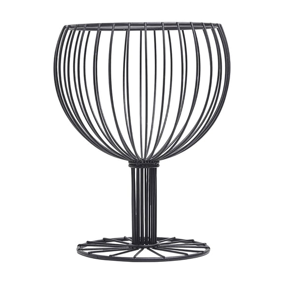 Modern Wrought Iron Tall Fruit Bowl, Golden Black Snack Display Stand with Elegant Wine Glass Design, Coffee Pod Holder and Decorative Centerpiece for Dining Table and Living Room