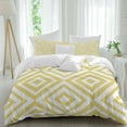 thumbnail image 1 of Modern Yellow 4 Piece Duvet Cover Set Full Size and White Geometric Pattern Soft Bedding Set Comforter Cover, 1 Duvet Cover 1 Flat Sheets and 2 Pillowcases, 1 of 9