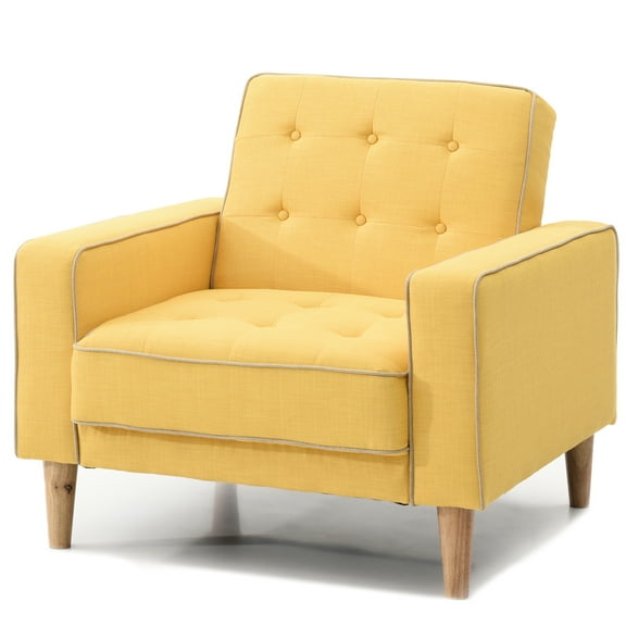 Modern Yellow Chair Bed With A Bright Look - 30"h 36"w 34"d Foam Padding, Fabric Covered Contemporary Relaxing X Filled Upholstery