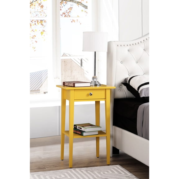 Modern Yellow Nightstand With Durability Feature - Drawer For Organization Contemporary , Enhances Room Appearance