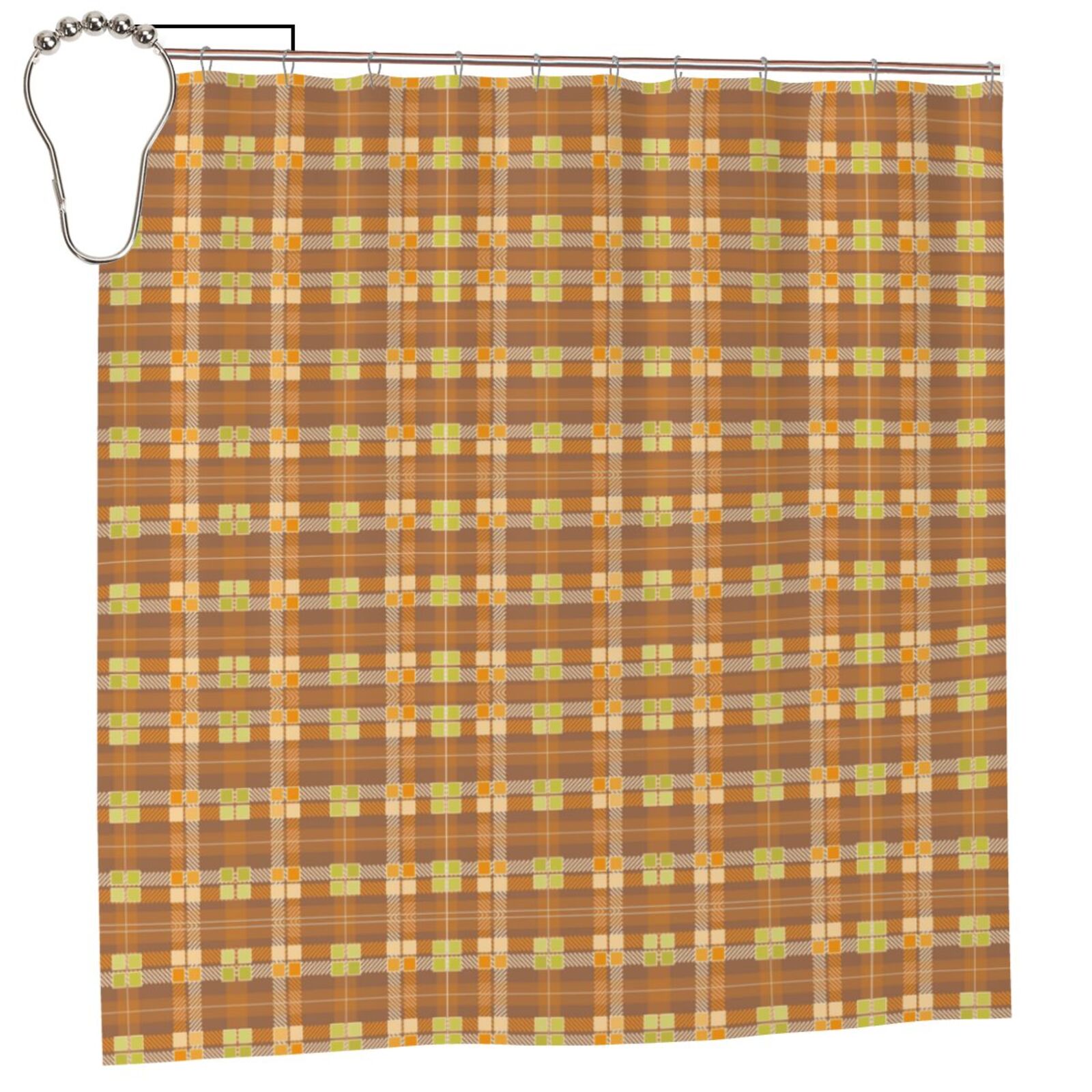 Modern Yellow Plaid Shower Curtains Machine Washable, Modern Home