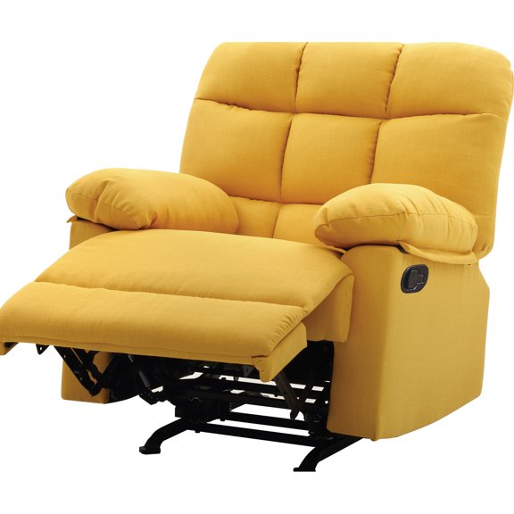 Modern Yellow Reclining Chair - Padded Arms For Extra Comfort, Foam Filled, 37"w X 39"d 38"h, Easy To Assemble Stylish Recliner 38"h 39"d, Assembly, Comfortable