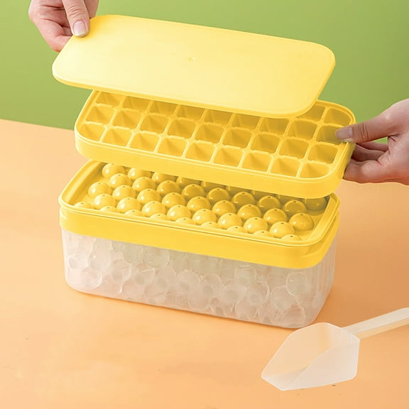Modern Yellow Style: This Large Yellow Ice Cube Tray with Flexible Mold is BPA-Free, Reusable, and Perfect for Whiskey, Cocktails, Chocolate, and Candy in Home Kitchens and Professional Bars.