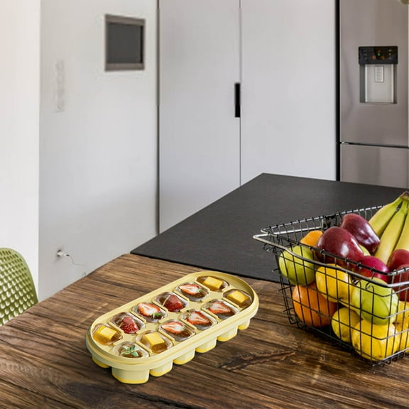 Modern Yellow Style: This Large gray Ice Cube Tray with Flexible Mold is BPA-Free, Reusable, and Perfect for Whiskey, Cocktails, Chocolate, and Candy in Home Kitchens and Professional Bars.